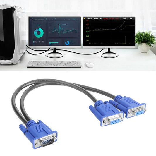 PLGEBR Dual 2 Monitor VGA Male to Female Cable, Blue V1189-LWWAL-20260325-03126