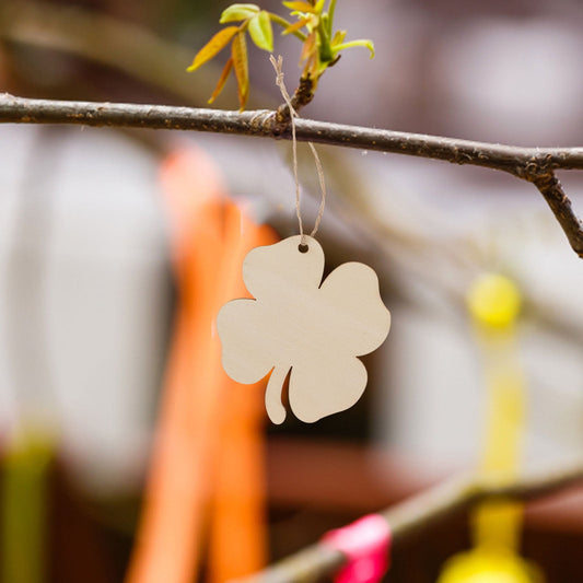 Ortofally 20pcs Four Leaf Ornaments Hanging Decor Unfinished Wooden Ornaments Wooden Shamrock Cutouts Wooden V1189-LWWAL-20260327-03281
