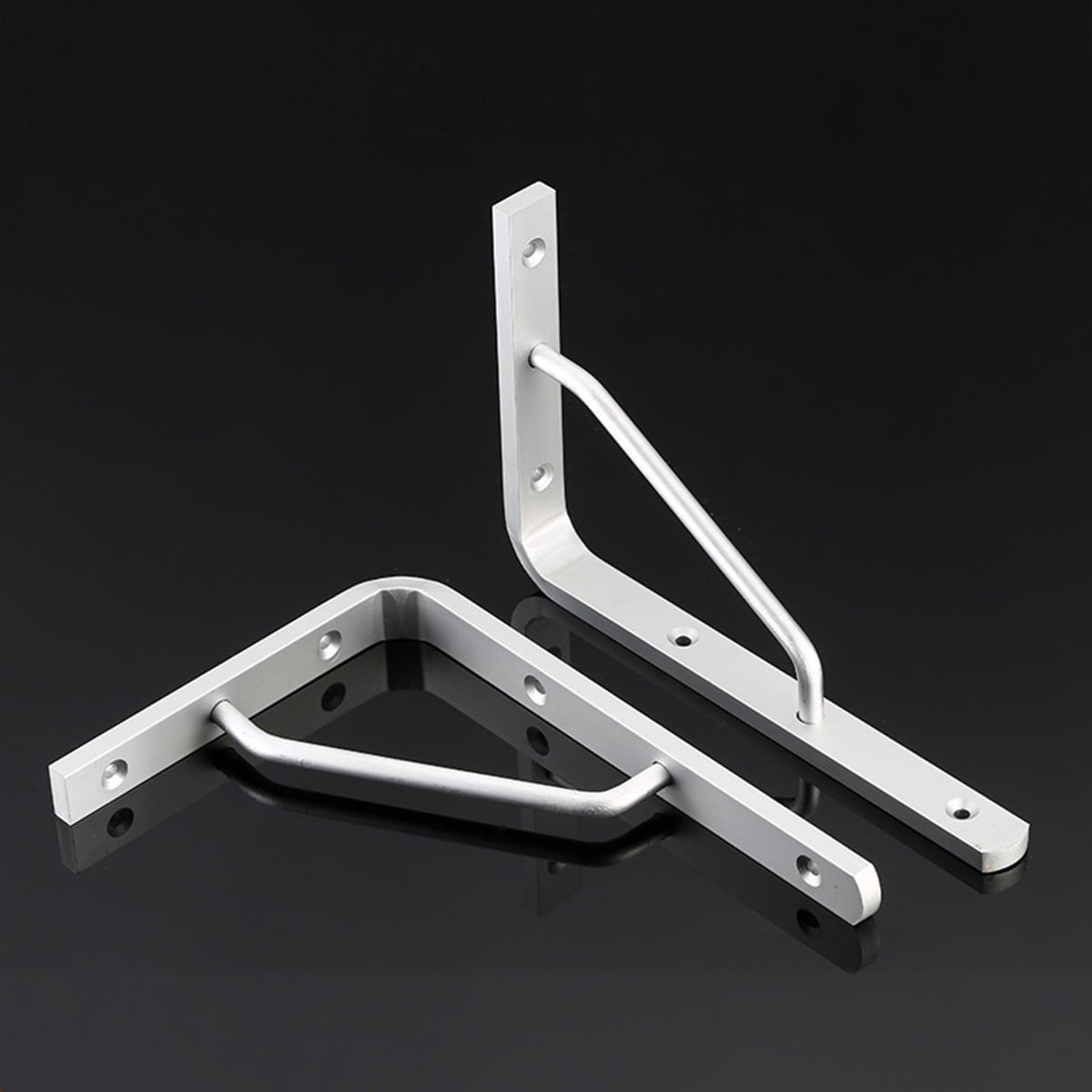 Worgeous 2 PCS Heavy Duty Shelf Brackets Thickened Silver Shelf Support Bracket Aluminium Alloy Practical V1189-LWWAL-20260327-03286