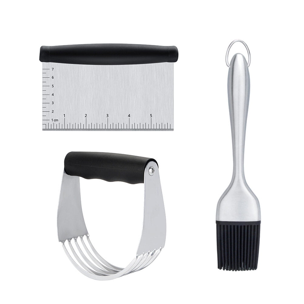 Worgeous 3PCS Stainless Steel Pastry Cutter Dough BBQ Brush Set for Kitchen Home Restaurant V1189-LWWAL-20260327-03409