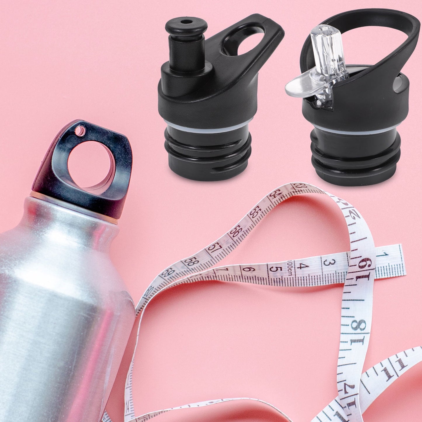 Worgeous 2 Pcs Straw Lid Drink Sports Bottle Lunch Black V1189-LWWAL-20260327-03431