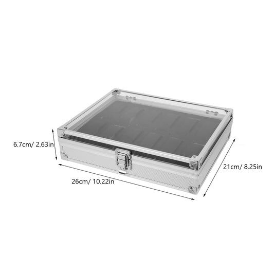 Worgeous White Metal Watch Holder with 12 Grid Slots for Storaging Use Dustproof and Protective Aluminum V1189-LWWAL-20260327-03467
