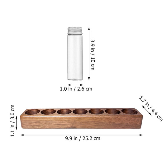 Worgeous Coffee Bean Tube Dispenser with Wood Rack for Home Use Clear Glass Bottles and Sealed Storage 7 Tubes V1189-LWWAL-20260327-03497