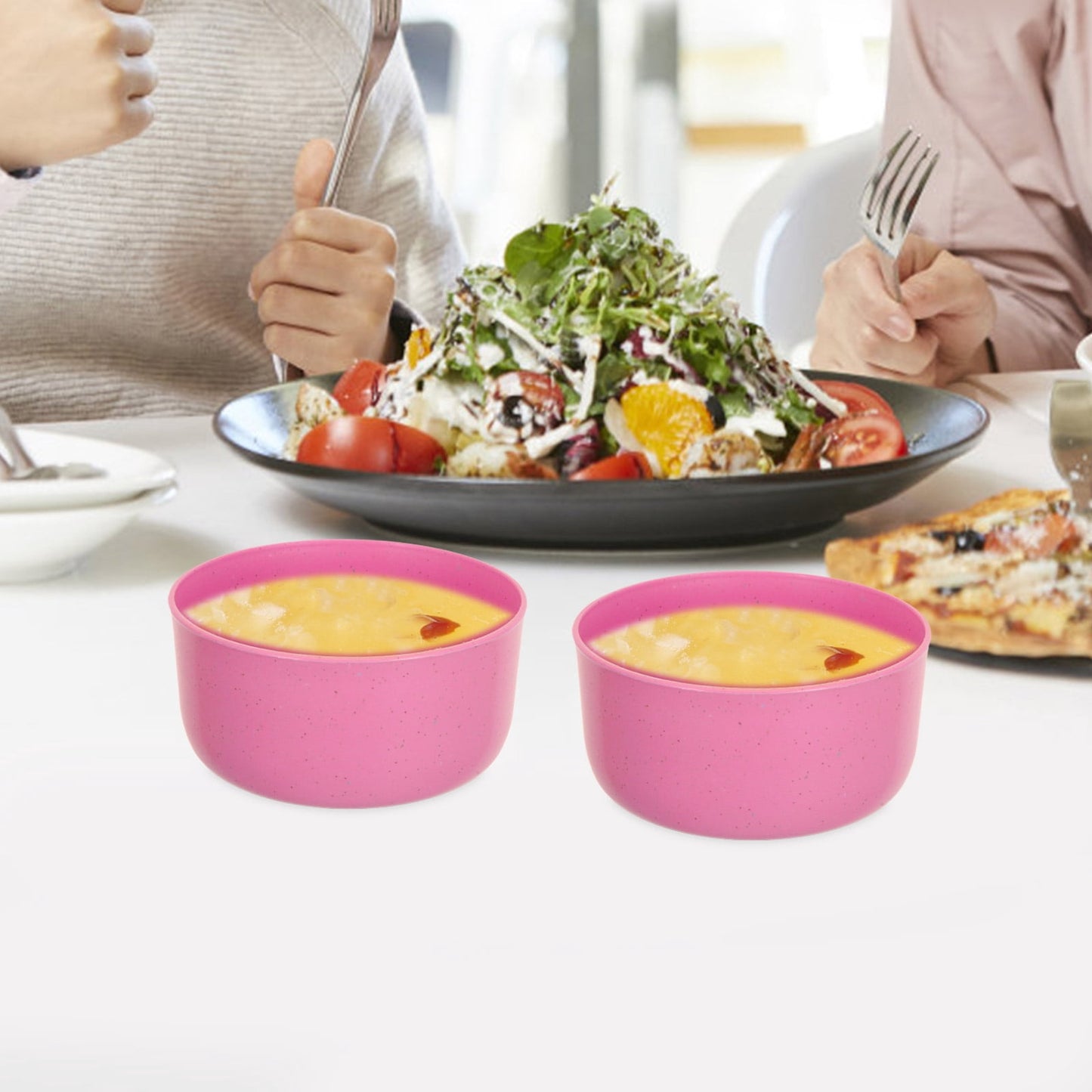 SWETRACE 10Pcs Round Pink Plastic Bowls for Soup and Rice Reusable Home Use V1189-LWWAL-20260327-03603
