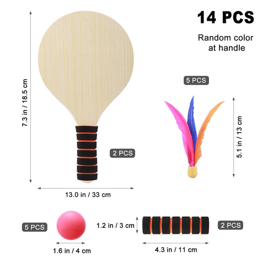 SWETRACE Badminton Rackets for Children Beach Tennis Racket Bamboo 2 Rackets Assorted Color V1189-LWWAL-20260327-03615