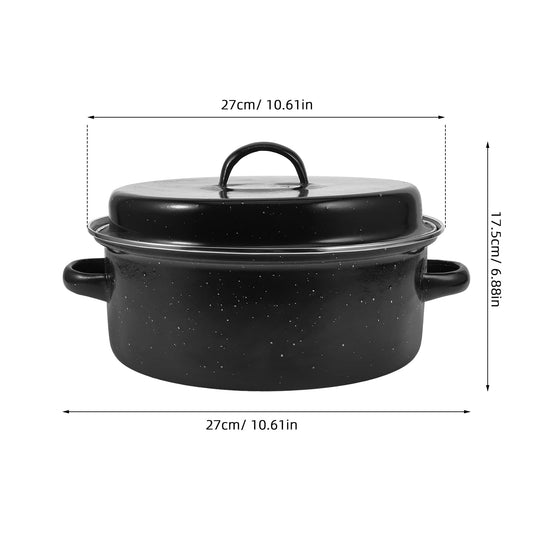 SWETRACE Iron Covered Roaster Pan With Lid Daily Use For Households 10.6X9.4X6.9In V1189-LWWAL-20260327-03769