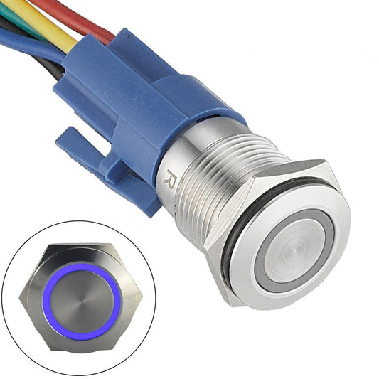 19Mm Latching Push Button Switch 12V Dc On Off Stainless Steel Led Self-Locking Green Blue V1189-LWWAL-20260327-04002