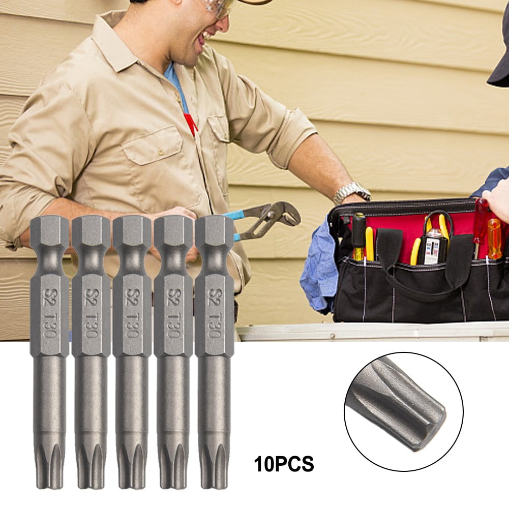 10Pcs Torx Bits Set 50Mm Magnetic Tamper Resistant Star Bits T30 Screwdrivers Wrench Drill Bit Sets Hand V1189-LWWAL-20260327-04231