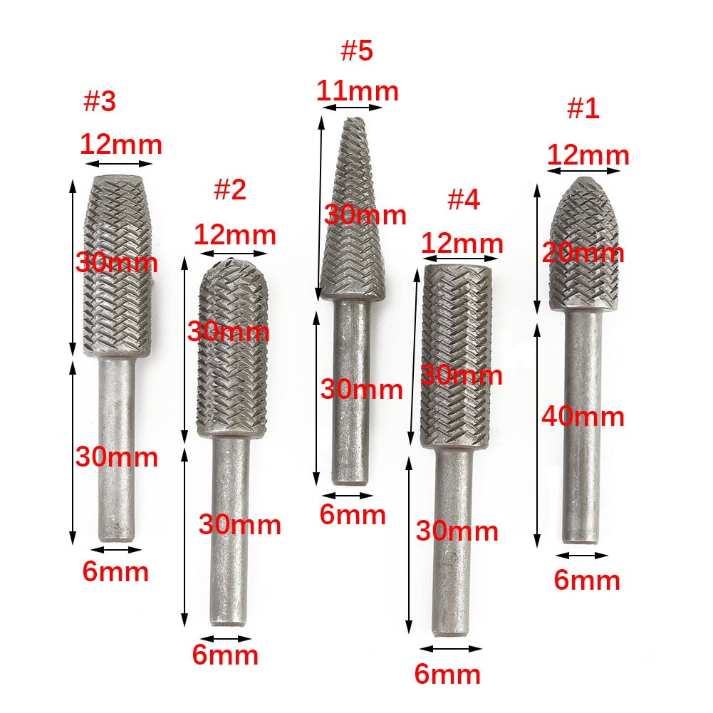 5Pcs Metal Cutter Drill Bits Rotary Files Bit Rasp Tungsten Carbide Burr Milling Cutter Drill Bit Set For V1189-LWWAL-20260327-04934