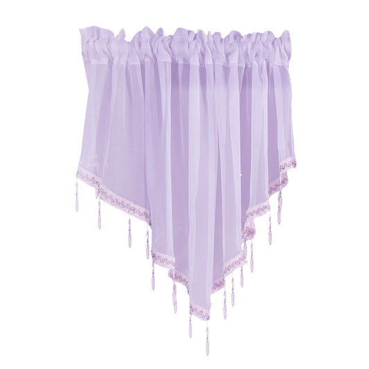 Sheer Beaded Semi Voile Solid Vintage Valances Rod Pocket Curtains for Window Garden Bedroom Kitchen Cafe V1189-LWWAL-20260401-05269