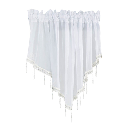 Sheer Beaded Semi Voile Solid Vintage Valances Rod Pocket Curtains for Window Garden Bedroom Kitchen Cafe V1189-LWWAL-20260401-05271
