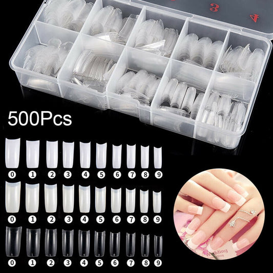 500PCS Half Cover False Nails Tips - Acrylic Nail Tips, Lady French Style Acrylic Artificial Tip Manicure V1189-LWWAL-20260401-05382