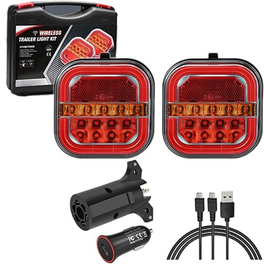 Trailer Lights,Boat Trailer Lights,Wireless ,LED Rear Tail Lights Dynamic Stop Brake Indicator Lamp Trailer V1189-LWWAL-20260401-05385