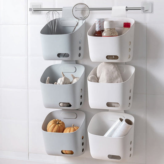 Plastic Hanging Storage Basket, Over Cabinet Door Organizer with Removable Hook, Stackable Wall Mounted V1189-LWWAL-20260401-05441