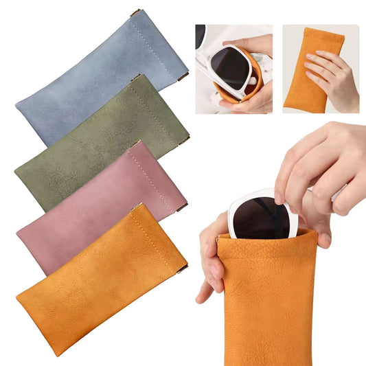 Glasses Case, Soft Eyeglass Case, Portable Squeeze Top Leather Glasses Case, Anti-Scratch Eyeglass Case For V1189-LWWAL-20260401-06087