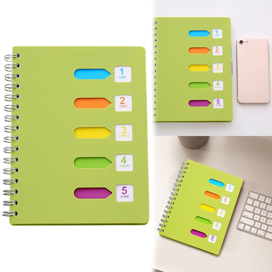 5 Subject Notebook College Ruled,Small Spiral Notebook 5x7 with Removable Divider Tabs, Lined Spiral Notebook V1189-LWWAL-20260401-06164