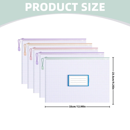 Zipper Mesh Document Pouch, 13.39x9.06 Inch/A4, Plastic Water-Resistant File Bags, for Office Supplies, V1189-LWWAL-20260401-06198