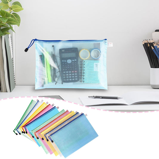 Zipper Mesh Document Pouch, 13.39x9.06 Inch/A4, Plastic Water-Resistant File Bags, for Office Supplies, V1189-LWWAL-20260401-06201