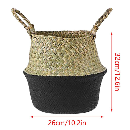 Seagrass Wicker Basket Flower Pot Folding Basket,3 Size Seagrass Handmade Decorative and Functional Storage V1189-LWWAL-20260401-06230