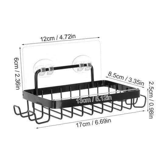 Shower Soap Holder with 4 Hooks, Stainless Steel Adhesive Soap Dish, Wall Mounted Draining Soap Holder for V1189-LWWAL-20260401-06261