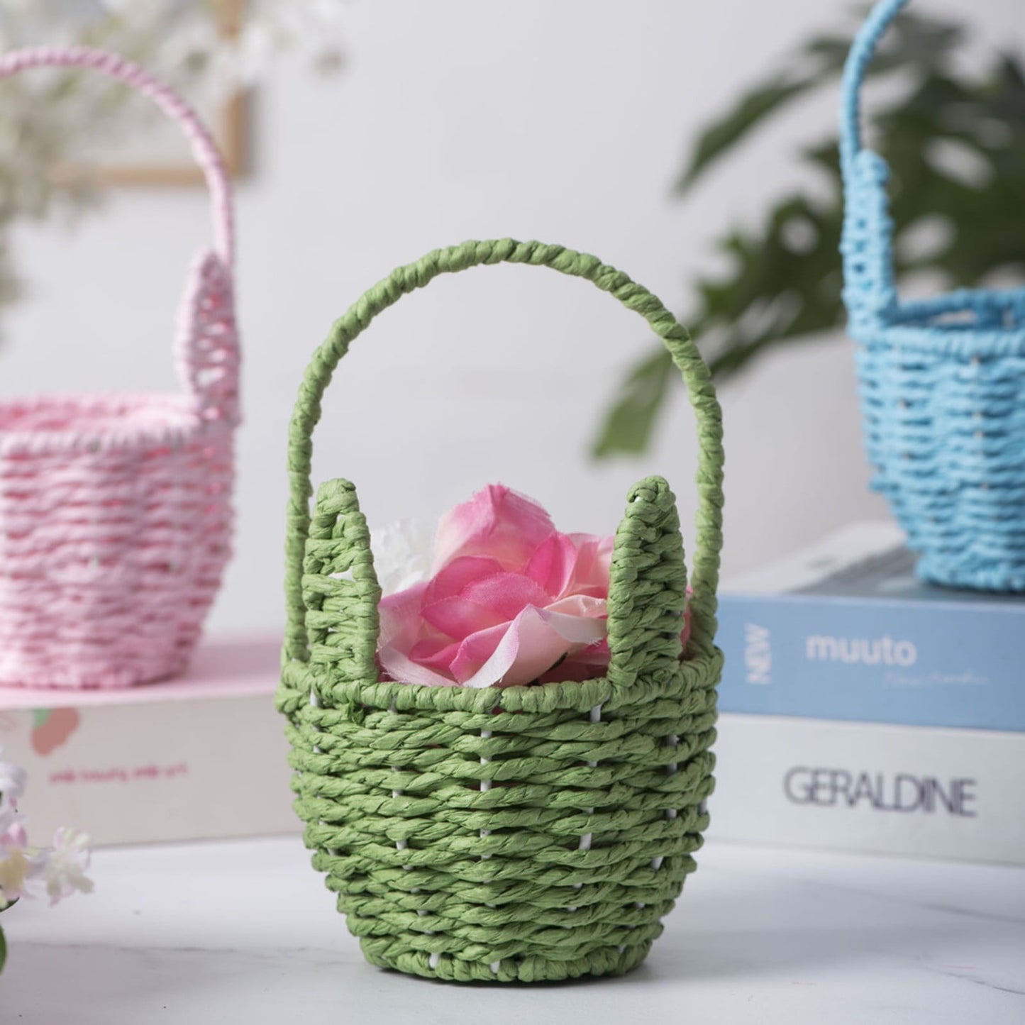 Woven Breads Baskets, Oval Small Fruit Baskets, Stackable Plastic Wicker Baskets for Serving Vegetables, V1189-LWWAL-20260401-06793