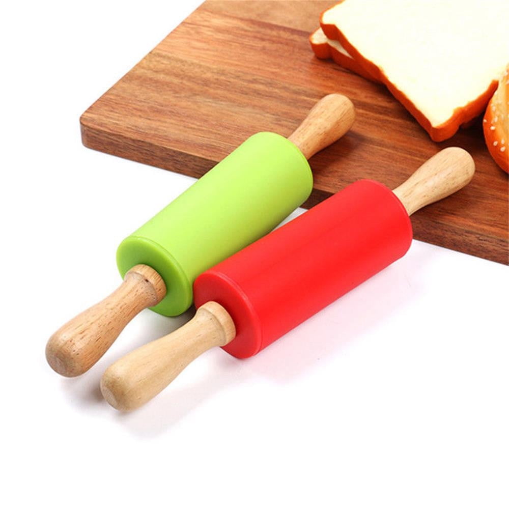 Mini Silicone Rolling Pin, Small Dough Roller with Wood Handle, Non-stick Rolling Pins with Handle, for Craft V1189-LWWAL-20260401-06834