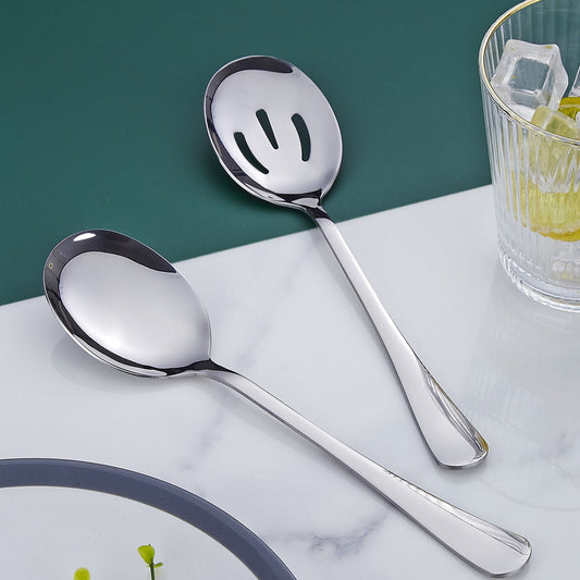 Serving Spoon Set, Stainless Steel Buffet Serving Spoons Set, Includes 3 Serving Spoons and 1 Slotted Spoons, V1189-LWWAL-20260401-06902