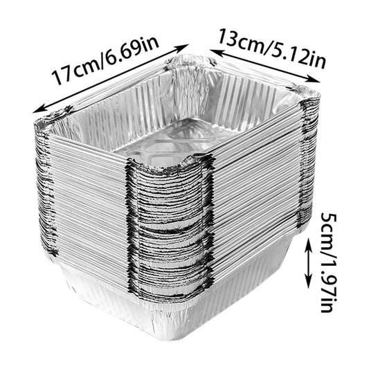 50 Pcs Disposable Aluminum Baking Pans,Rectangular Foil Trays for Grilling and Baking,Oven-Safe and V1189-LWWAL-20260401-07012