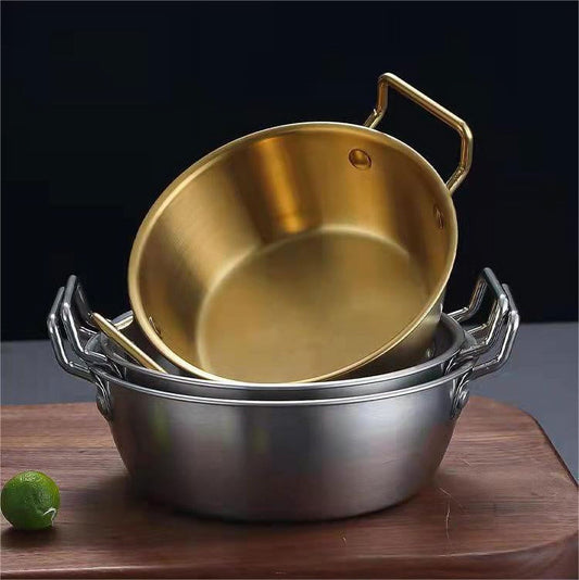 Stainless Steel Soy Sauce Dishes,Sauce Dish Metal Popcorn Pot reusable,Golden Dipping Bowl with Handle V1189-LWWAL-20260401-07016