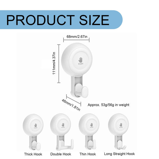 Powerful Suction Cup Shower Hooks for Towel, Loofah, 360 degrees Rotatable Damage-free Hanging Versatile Wall V1189-LWWAL-20260401-07043