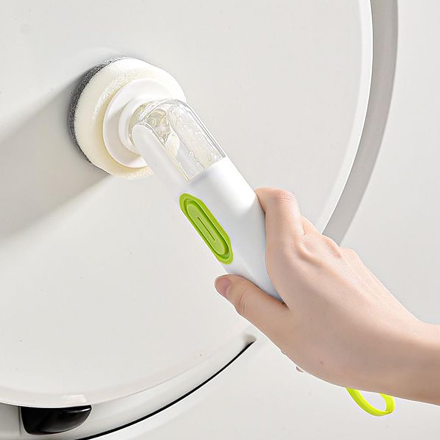 Handheld Press Liquid Dispensing Cleaning Brush with 2 Replaceable Heads, Multi-Purpose Kitchen Dish Brush V1189-LWWAL-20260401-07069