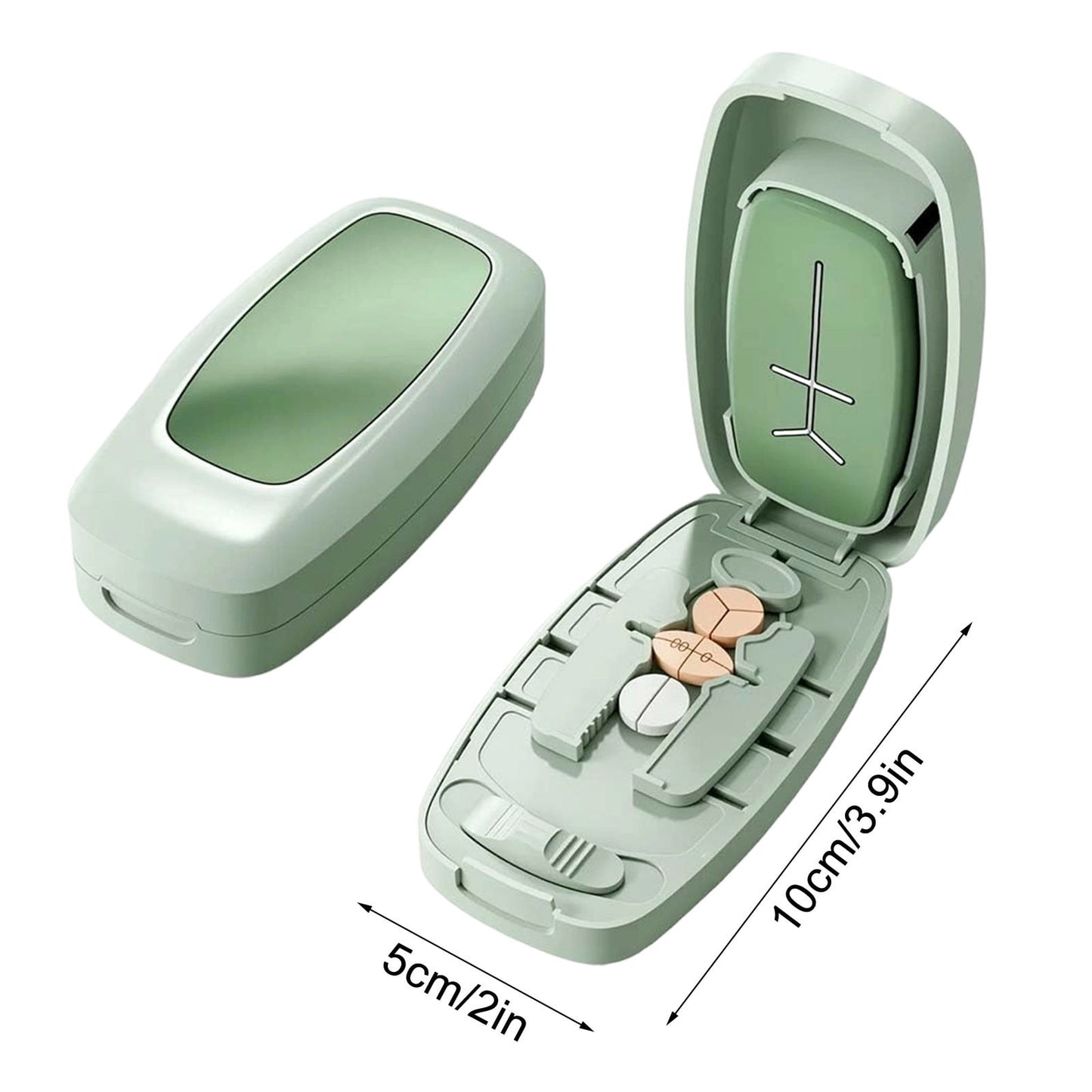 Dual Fixing Clips, Multi-Pill Cutting, Adjustable Slot Pill Cutter - Fits Small/Large Pills, Vitamins, V1189-LWWAL-20260401-07106