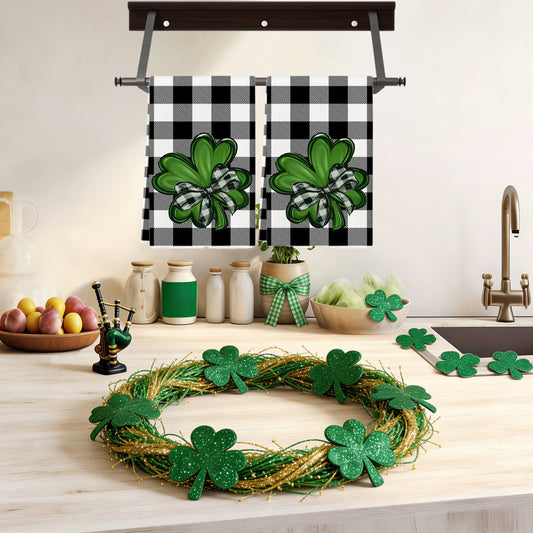 Shamrock Green Dish Towel,Set of 1 St.Patrick's Day Kitchen Towel,Bathroom Decorative Cloth for Irish V1189-LWWAL-20260401-07194