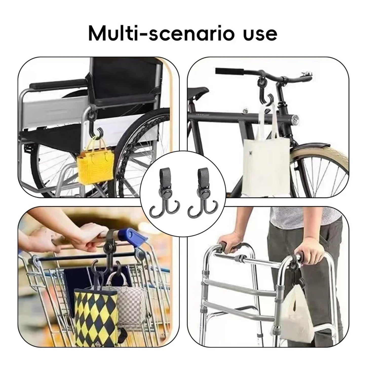 Stroller Hooks - Buggy Hooks - Bag Hooks - Diaper Bag Hooks - Walker Hooks - Stroller Accessories - Mounting V1189-WXF-260203-00001