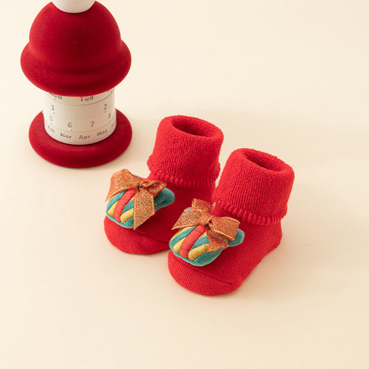 Baby Christmas Socks - Non-Slip Baby Socks - First Christmas - Warm House Socks - Snowman - Reindeer - V1189-WXF-260203-00210