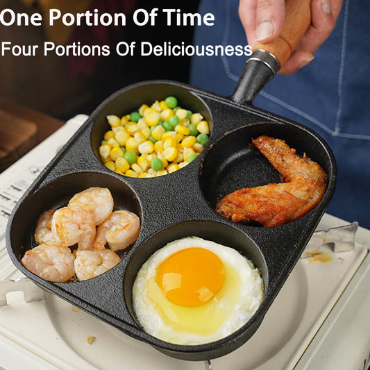 Egg Pan - Poffertjes Pan - Frying Pan - Pancake Pan - Hamburger Pan - 4 Hole Frying Pan - Fried Egg Pan - V1189-WXF-260203-00224