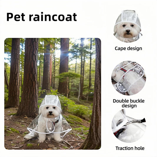 Dog Raincoat - Dog Raincoat - Waterproof Dog Coat - Transparent Rain Poncho - Dog Clothing - Rain Suit - V1189-WXF-260203-00243