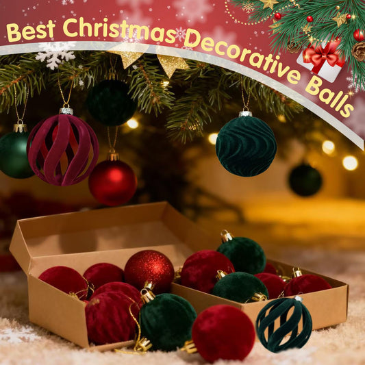 Christmas Ball Set - Velvet Christmas Balls - Unbreakable Christmas Decorations - Velvet Pendants - Christmas V1189-WXF-260203-00276