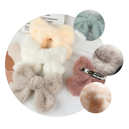 Hair Clip - Hairpin - Hair Bow - Large Bow - Hair Accessories Girls - Hair Accessories Women - Plush - Fluffy V1189-WXF-260203-00286