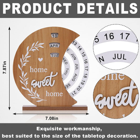 Wooden Calendar - Perpetual Calendar - Desk Accessories - Home Decor Living Room - Table Calendar - Wooden V1189-WXF-260203-00397