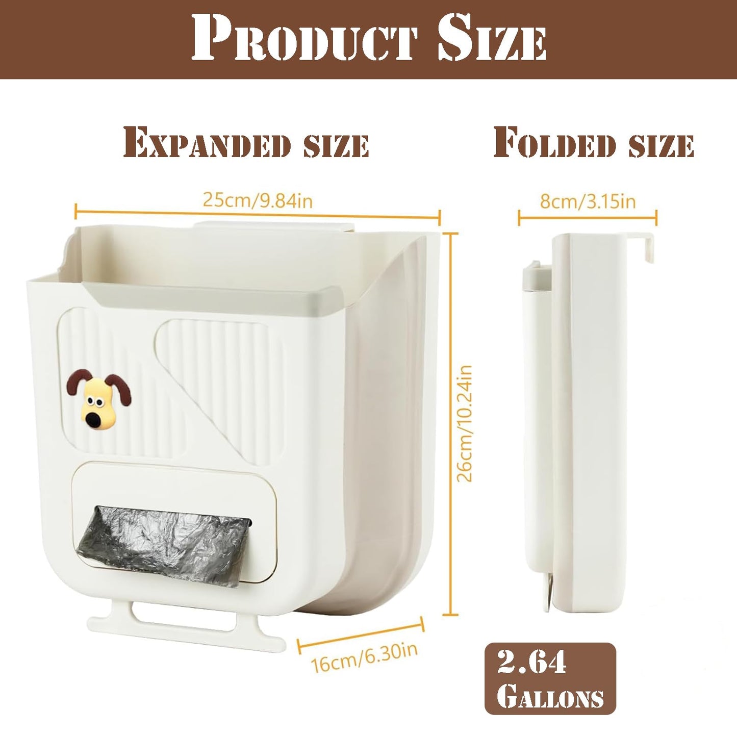 Hanging Waste Bin - Foldable Waste Bin - Kitchen Accessories - Organic Waste Bin - Countertop Waste Bin - V1189-WXF-260203-00404