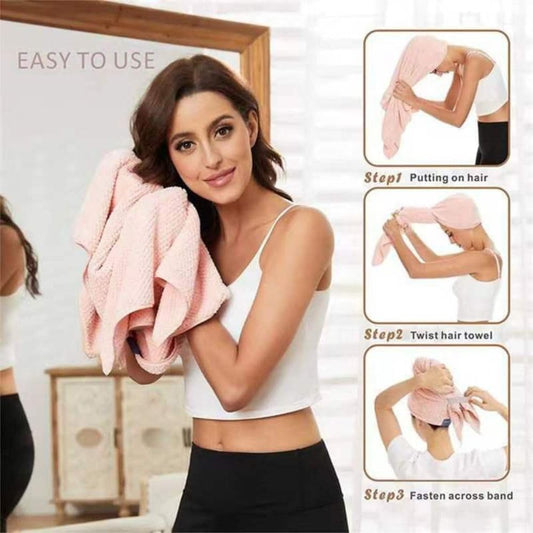 Hair Towel Quick-Drying - Microfiber Hair Turban - Anti-Frizz Towel - Head Wrap - Suitable for Curly Girl V1189-WXF-260203-00555