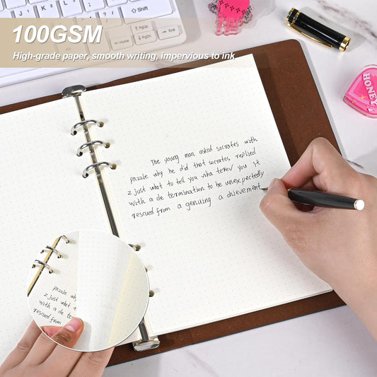 Notebook Refill A5 - Ring Binder Paper 6 Holes - Agenda Refill - Bullet Journal Paper - Refillable Notepad - V1189-WXF-260203-00569