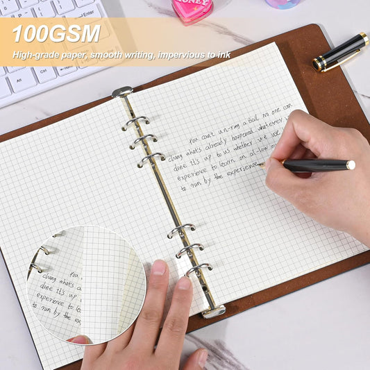 Notebook Refill A5 - Ring Binder Paper 6 Holes - Agenda Refill - Bullet Journal Paper - Refillable Notepad - V1189-WXF-260203-00570