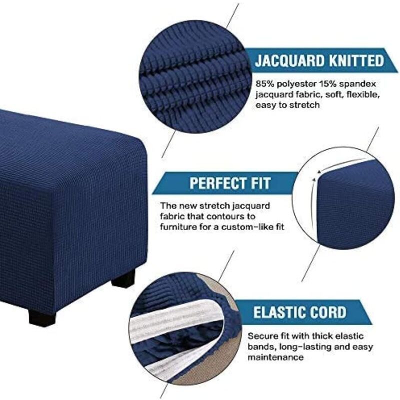 Square Ottoman Cover Soft Jacquard Stretch Footstool Cover Light Gray, Size S V1189-WXF-521-0015