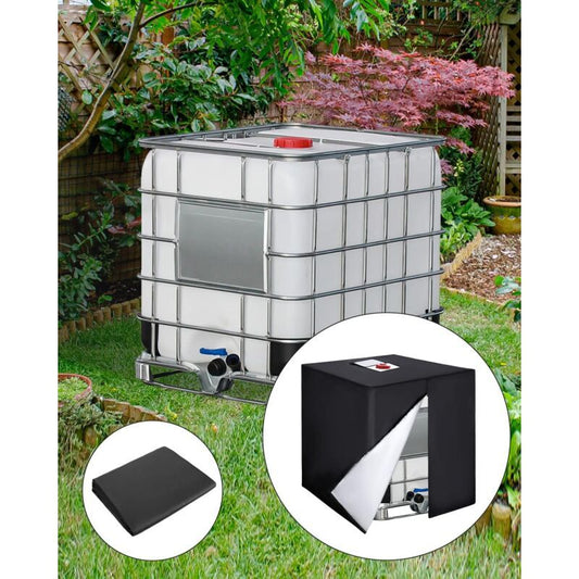 IBC Water Tank Cover Waterproof UV Resistant 420D Tarpaulin with Zipper, 300 L V1189-WXF-521-0017