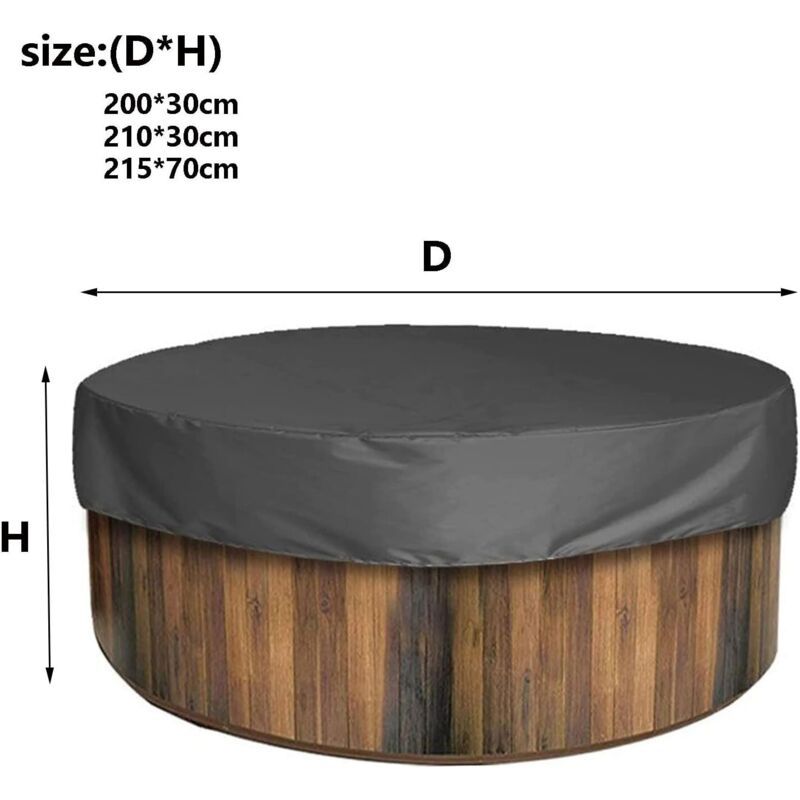 Round Spa Cover Waterproof Dustproof UV Resistant, 210 x 30 cm V1189-WXF-521-0061