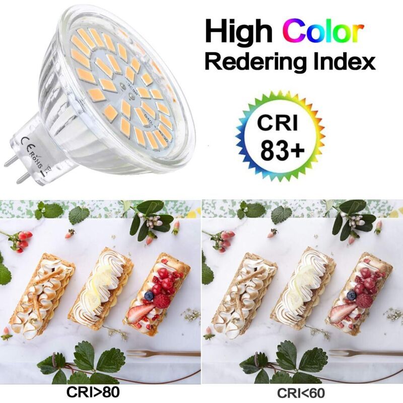 12 Pack MR16 LED Bulbs 12V 5W Warm White 2800K 120 Degree V1189-WXF-521-0065