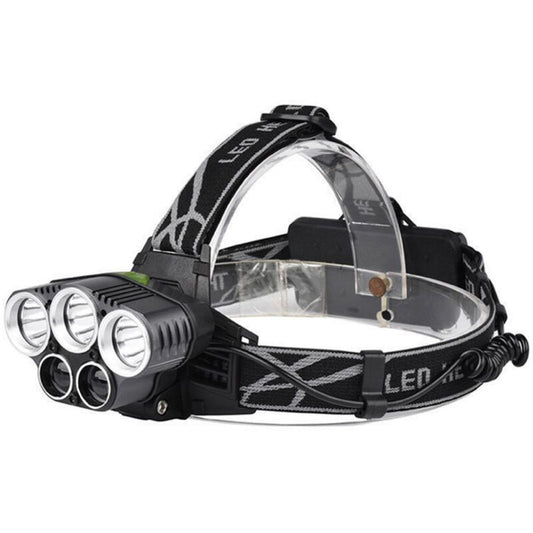 Rechargeable Headlamp 5 LED USB Head Torch 6 Modes Black V1189-WXF-521-0077