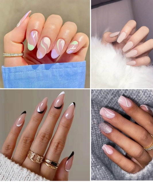 Double-Sided Nail Stickers | 2 Sheets (48 pieces) | Stick-on Nails | Press-on Nails | Fake Nails | Nail V1189-WXFBOL-105-1